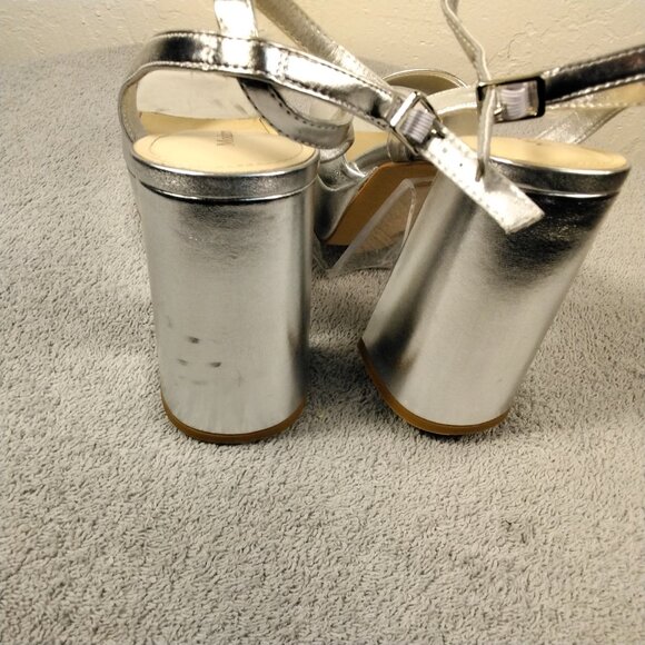 Modatope Womens Platform Sandals Silver Metallic Chunky Heels Ankle Strap Size 9 - Picture 8 of 16